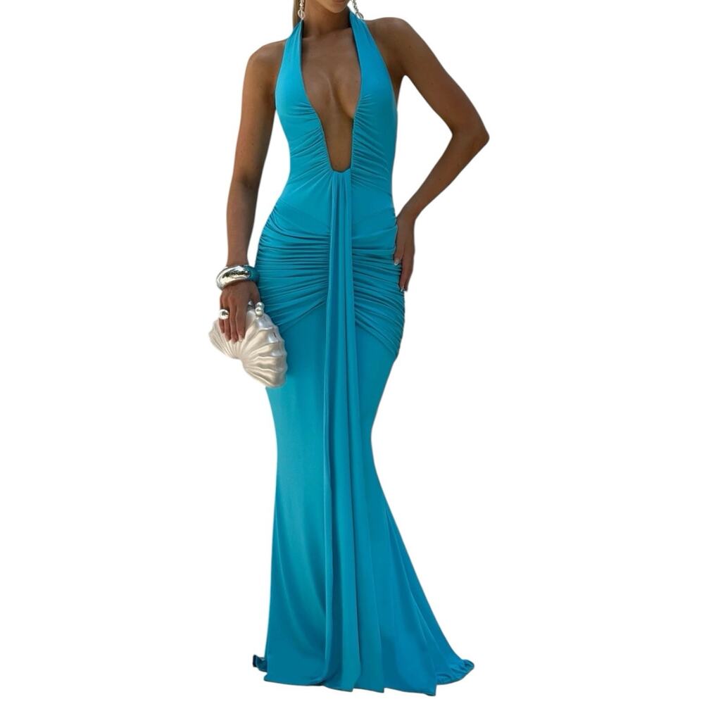 NWT Baby Boo Rosetta Maxi Dress Size XS Aqua Blue - Picture 2 of 10
